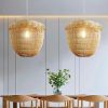 Rattan Acorn Shaped Pendant Light Dining Room