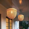 Rattan Acorn Shaped Pendant Light Outdoor