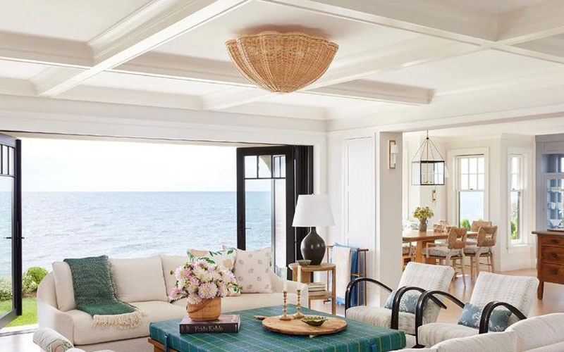 Rattan Flush Mount Ceiling Light