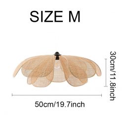 Rattan Flush Mount Light Flower Petal Ceiling Lamp Size M