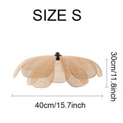Rattan Flush Mount Light Flower Petal Ceiling Lamp Size S