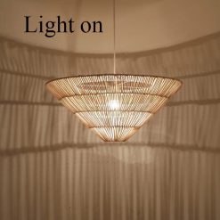 Rattan Inverted Pyramid Pendant Light On