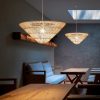 Rattan Inverted Pyramid Pendant Lights Coffee Shop