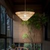 Rattan Inverted Pyramid Pendant Lights Tearoom