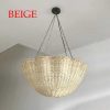 Rattan Scalloped Light Bowl Chandelier Beige