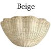 Rattan Scalloped Light Bowl Chandelier Beige Color