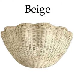 Rattan Scalloped Light Bowl Chandelier Beige Color