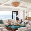 Rattan Scalloped Light Wicker Bowl Chandelier Flush Mount Living Room