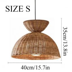 Rattan Hourglass Pendant Light Size S