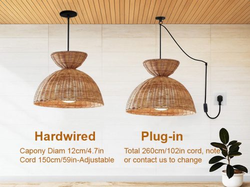 Rattan Hourglass Pendant Light Hanging Options