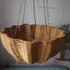 Scalloped Rattan Light Fixture Bolw Lampshade Brown