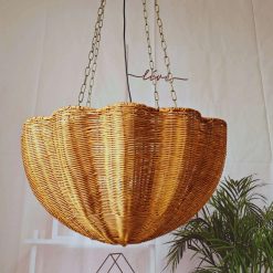 Scalloped Rattan Light Fixture Bowl Lampshade