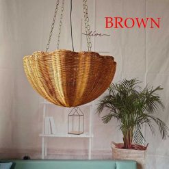 Scalloped Rattan Light Fixture Wicker Chandelier