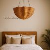Scalloped Rattan Light Wicker Chandelier For Bedroom
