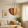 Scalloped Rattan Light Wicker Chandelier For Living Room
