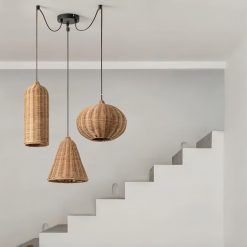 Small Cluster Rattan Pendant Light Fixture