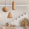 Small Rattan Pendant Light Cluster Hanging Fixture