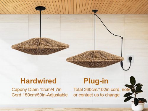 Vintage Hemp Rope Pendant Light Hanging Option