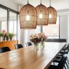 Vintage Rattan Dome Pendant Light Dining Room