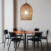 Vintage Rattan Dome Pendant Light Modern Dining Room