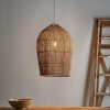 Vintage Rattan Dome Pendant Light Over Table