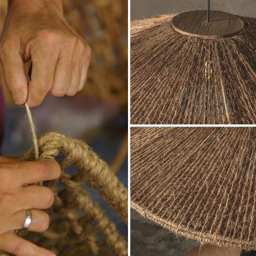 Wicker Jute Rope Pendant Light Brown Color Detail