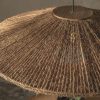Wicker Jute Rope Pendant Light Ufo Shape Brown