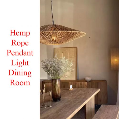 Wicker Vintage Hemp Rope Pendant Light Dining Room