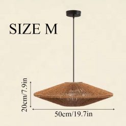 Wicker Vintage Jute Rope Pendant Light Size M
