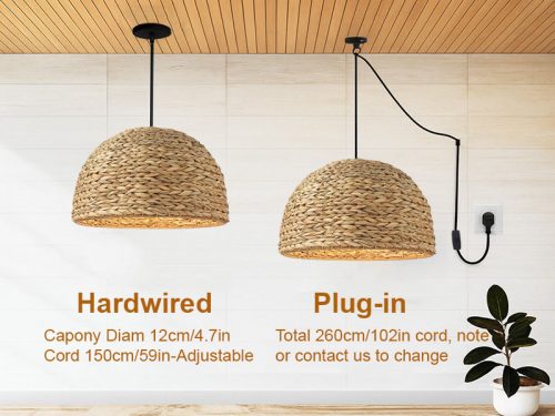 Wicker Water Hyacinth Lighting Cord Options
