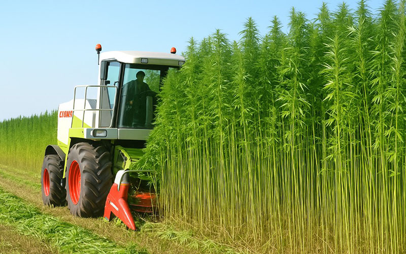 Harvesting The Hemp Stalks