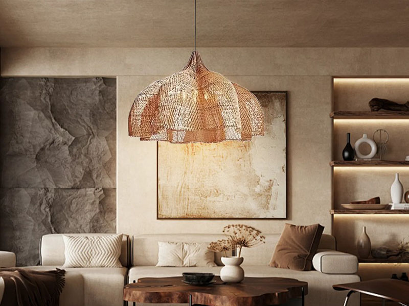 Statement Rattan Chandelier For Living Room