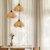 Cluster Of Rattan Flora Pendant Lights Dining Room