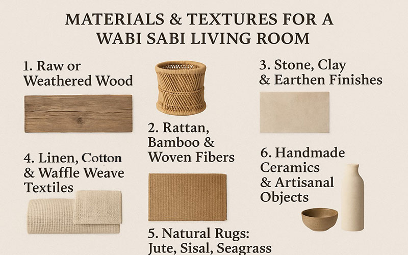 Materials & Textures For A Wabi Sabi Living Room