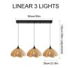 Rattan Flora Pendant Light Linear 3 Lights