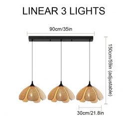 Rattan Flora Pendant Light Linear 3 Lights