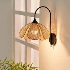 Rattan Flora Wall Light Near Window