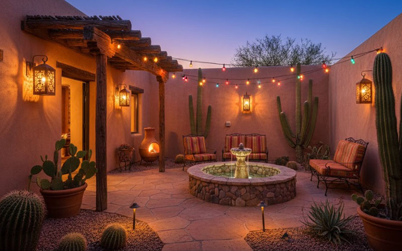 Southwestern Courtyard Lighting Ideas