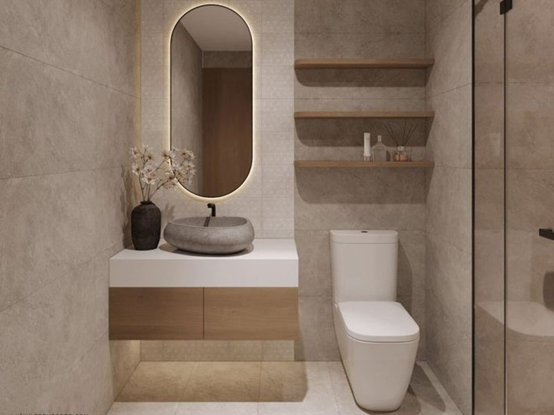 Subtly And Elegantly Wabi Sabi Toilet Area