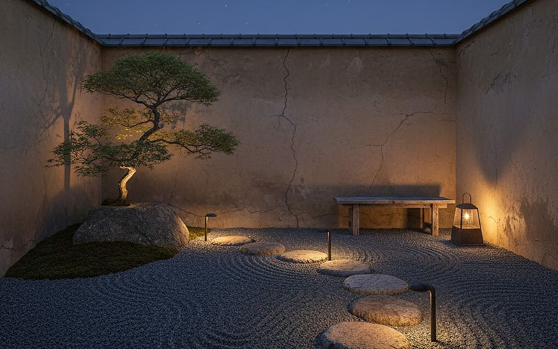 Wabi-sabi Courtyard Lighting Ideas