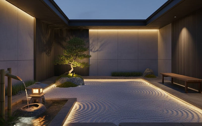 Zen Courtyard Lighting Ideas