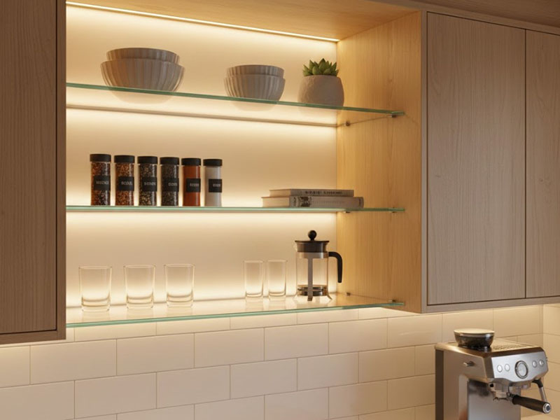 Backlit Shelves For Soft Diffused Light