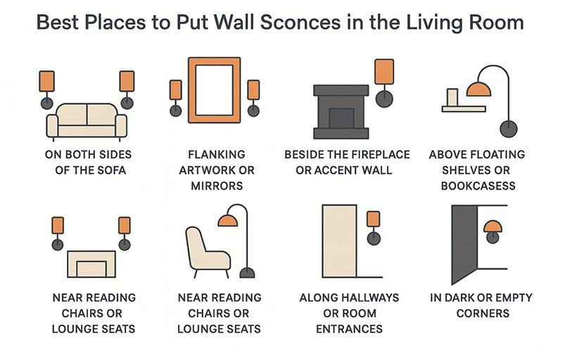 Best Places To Put Wall Sconces In The Living Room