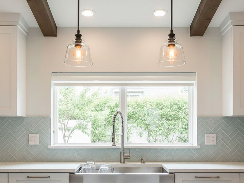 Edison Bulb Fixtures Over Kitchen Sink