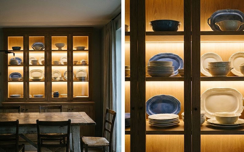 Glass-door Cabinet Lighting To Highlight Dishware