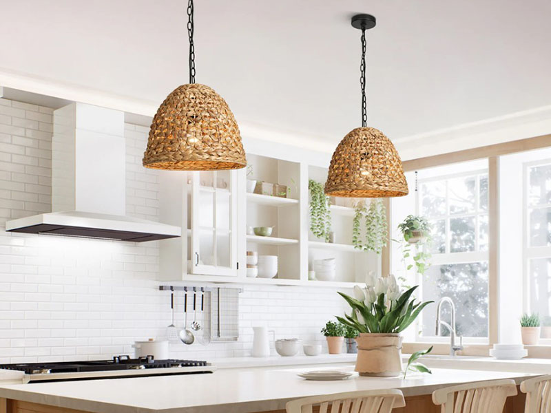 Handcrafted Pendant Lights Over Kitchen Sink