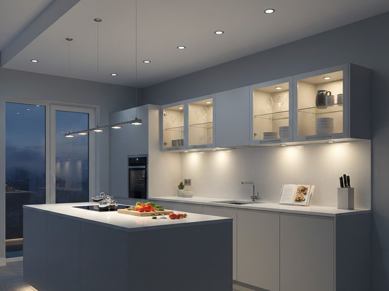 Kitchen Counter Layer Lighting For Balanced Brightness