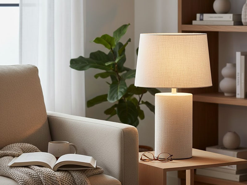 Linen Wrapped Lamp For Living Room