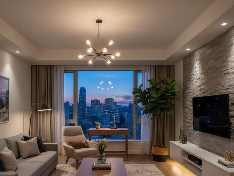 Living Room Balancing Ambient, Task And Accent Lighting