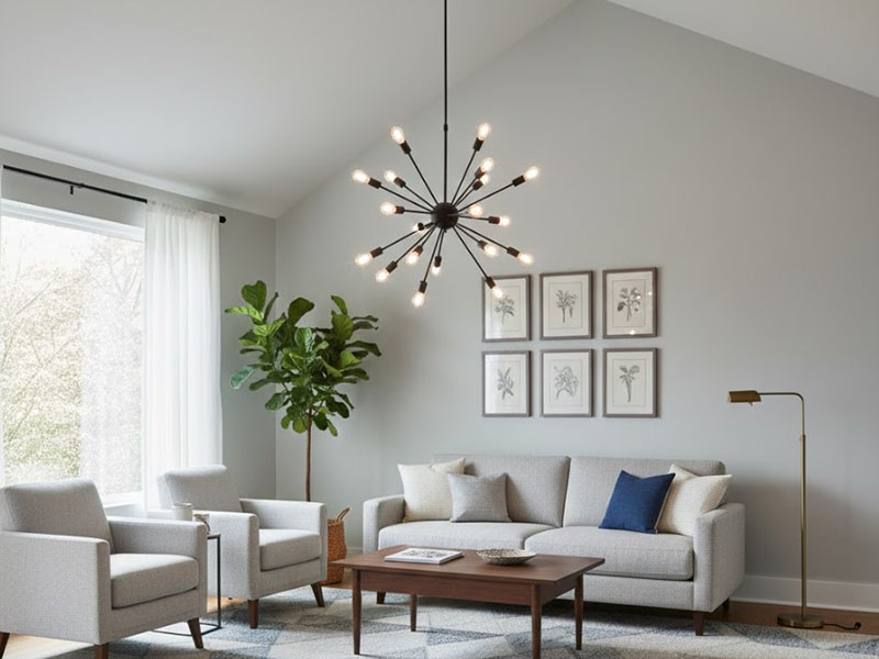 Living Room Black Metal Spoke Chandelier